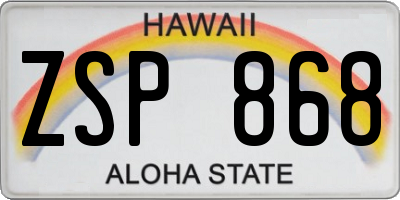 HI license plate ZSP868