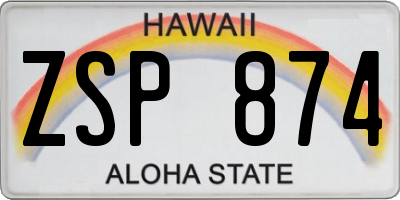HI license plate ZSP874