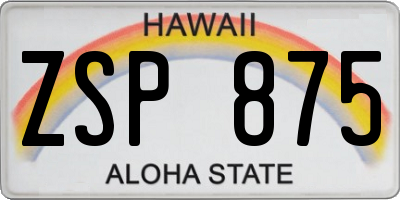 HI license plate ZSP875