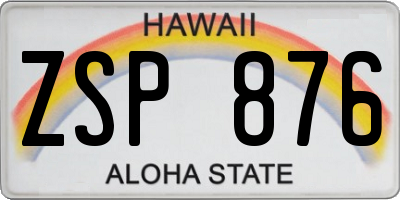 HI license plate ZSP876