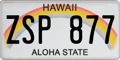 HI license plate ZSP877