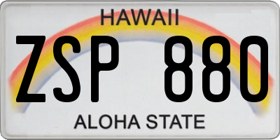 HI license plate ZSP880