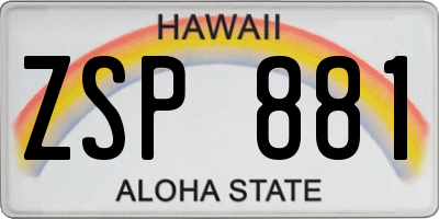 HI license plate ZSP881