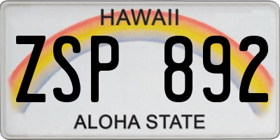 HI license plate ZSP892
