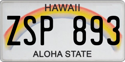 HI license plate ZSP893