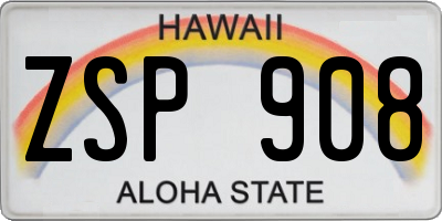 HI license plate ZSP908