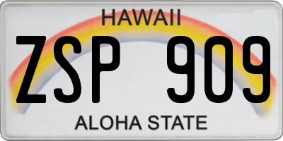 HI license plate ZSP909
