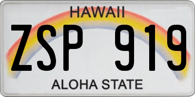 HI license plate ZSP919