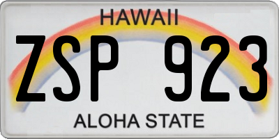 HI license plate ZSP923