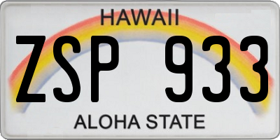 HI license plate ZSP933