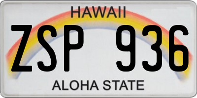 HI license plate ZSP936