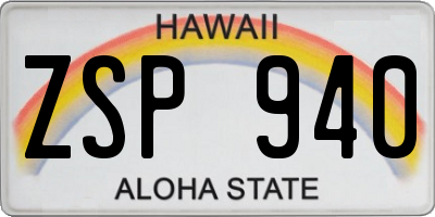 HI license plate ZSP940