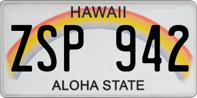 HI license plate ZSP942