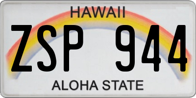 HI license plate ZSP944