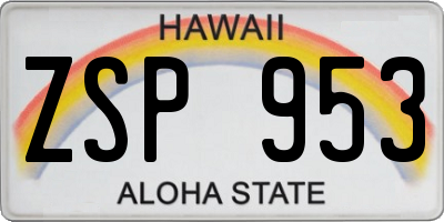 HI license plate ZSP953