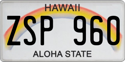 HI license plate ZSP960