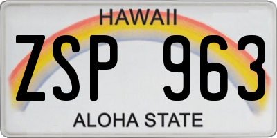 HI license plate ZSP963