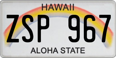 HI license plate ZSP967