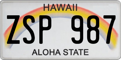 HI license plate ZSP987