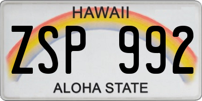 HI license plate ZSP992