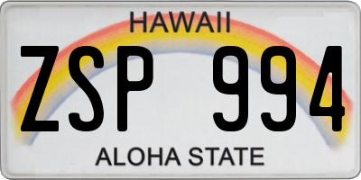 HI license plate ZSP994