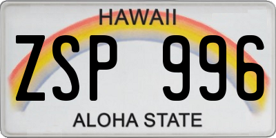 HI license plate ZSP996
