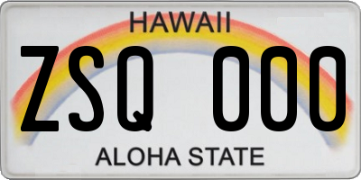 HI license plate ZSQ000