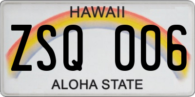 HI license plate ZSQ006