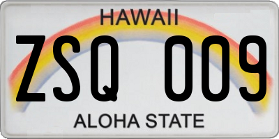 HI license plate ZSQ009