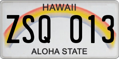 HI license plate ZSQ013