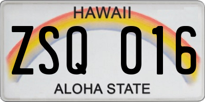 HI license plate ZSQ016