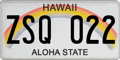HI license plate ZSQ022