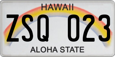 HI license plate ZSQ023
