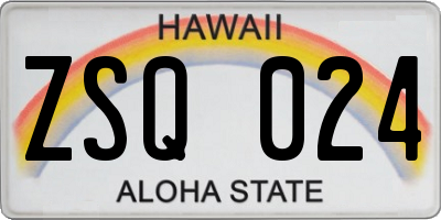 HI license plate ZSQ024