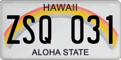 HI license plate ZSQ031