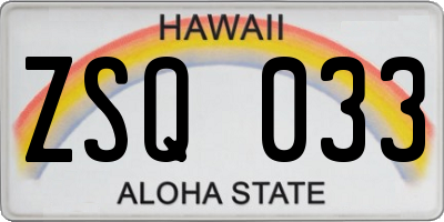 HI license plate ZSQ033