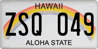 HI license plate ZSQ049