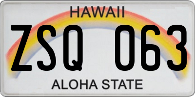 HI license plate ZSQ063