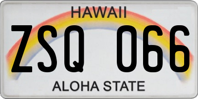 HI license plate ZSQ066