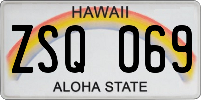 HI license plate ZSQ069