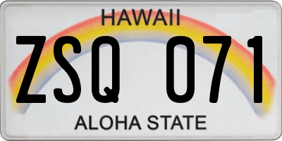 HI license plate ZSQ071