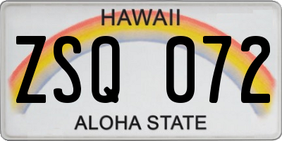 HI license plate ZSQ072