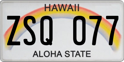 HI license plate ZSQ077