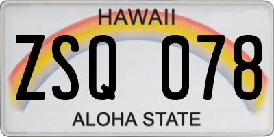 HI license plate ZSQ078