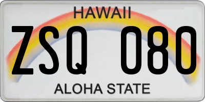 HI license plate ZSQ080