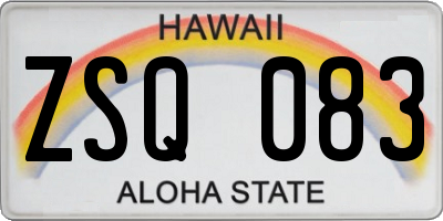 HI license plate ZSQ083