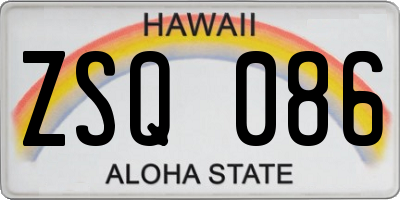 HI license plate ZSQ086