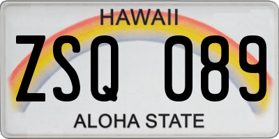 HI license plate ZSQ089