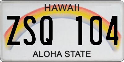 HI license plate ZSQ104