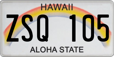 HI license plate ZSQ105